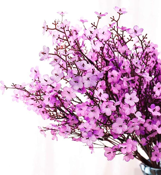 6PCS Artificial Baby Breath Flowers Fake Silk Real Touch DIY Floral Bouquets Decor Wedding Party Decoration Arrangements (Purple)