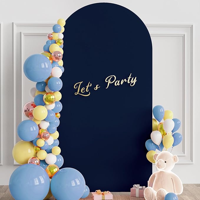 Wokceer 6.6FT Wedding Arch Cover Spandex Fitted Wedding Arch Stand Covers Round Top Navy Blue Chiara Arch Cover for Birthday Party Ceremony Banquet Decoration