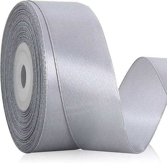 TONIFUL Silver Satin Ribbon 1 Inch X 25yds Solid Silk Ribbons for Gift Wrapping, Craft, Floral Bouquets, Valentine's Day Christmas Gift Wrapping, Party Wedding Decoration