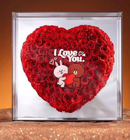 JoyFlower About 140pcs Preserved Roses Gift, Brown & Cony Eternal Roses Birthday Gifts for Women, Long Lasting Flowers with Gift Box for Girlfriend Wife Mom in Valentines Day Wedding Anniversary