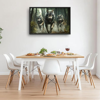 Forests Wolf Large Decor Wall Art Wolves Framed Pictures for Living Room, Animal Oversized Canvas Print Painting Modern Extra Large Framed Artwork for Bedroom Office Home Decor 36"x24"