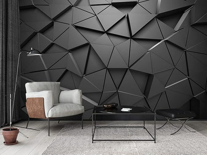 Cliouar-Black Geometric Figures 3D Wallpaper Mural 158" x 110"(Not Self-Adhesive)