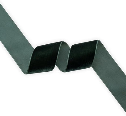 Nylon Velvet Ribbon Single Faced,1 1/2 Inch X 25Yards Spool (Dk Green)
