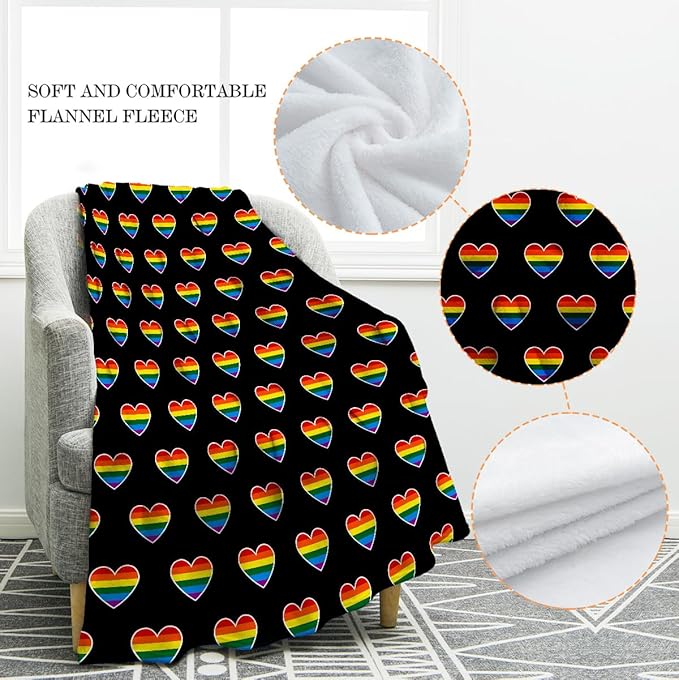 Jekeno Rainbow Gifts Blanket for Women Men, Colorful Throw Blankets Pride Gifts for LGBT Girls Boys Teens, Lesbian Gay Tie Dye Queer Decor for Home Bed Couch