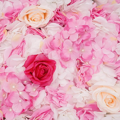 CNCEST Artificial Flower Wall Panels, Flower Wall Mat Silk Rose Flower Panels, Artificial Flower Wall Background (Type 3)
