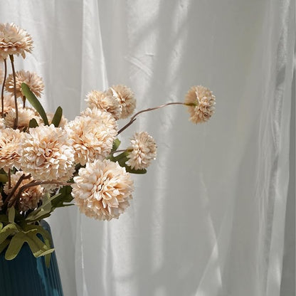 Faux Kiku Flower - Beige 12 Stems Artificial Silk Flowers for Home Decor Indoor Pompon Mums Fake Flowers Ball for Table Centerpieces Wedding Flowers Fillers
