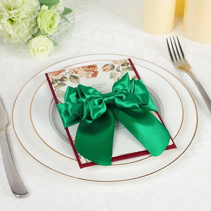 Green Ribbon 2 Inch 60 Yards, Versatile Solid Satin Ribbon for Gift Wrapping, Flower Bouquet, Wedding, Crafts, Baby Shower, Christmas, Halloween, Easter