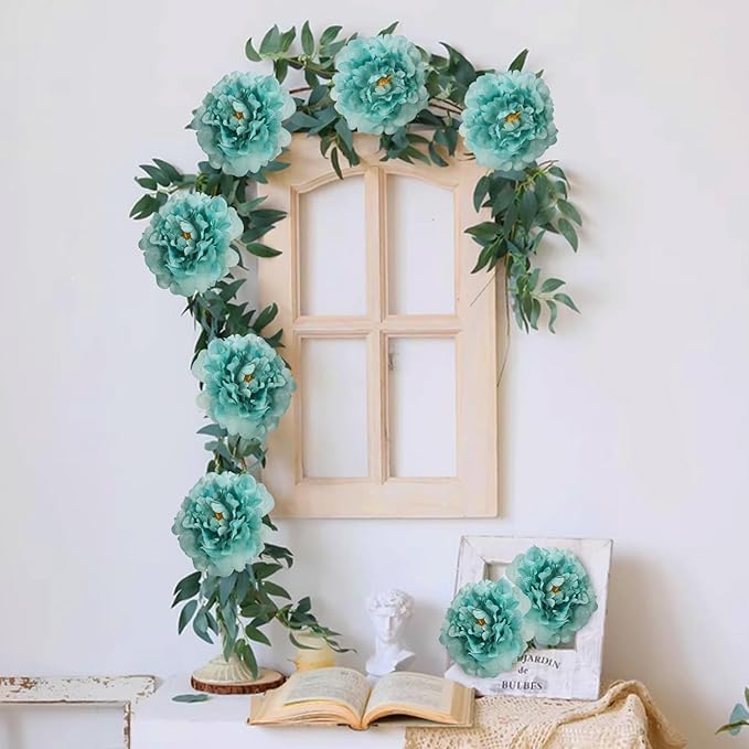 20pcs 5" Artificial Flower Peonies, Silk Peonies with 6" Stems, Flowers Suitable for Wedding Bouquets, Home Party Decoration (Emerald Green)