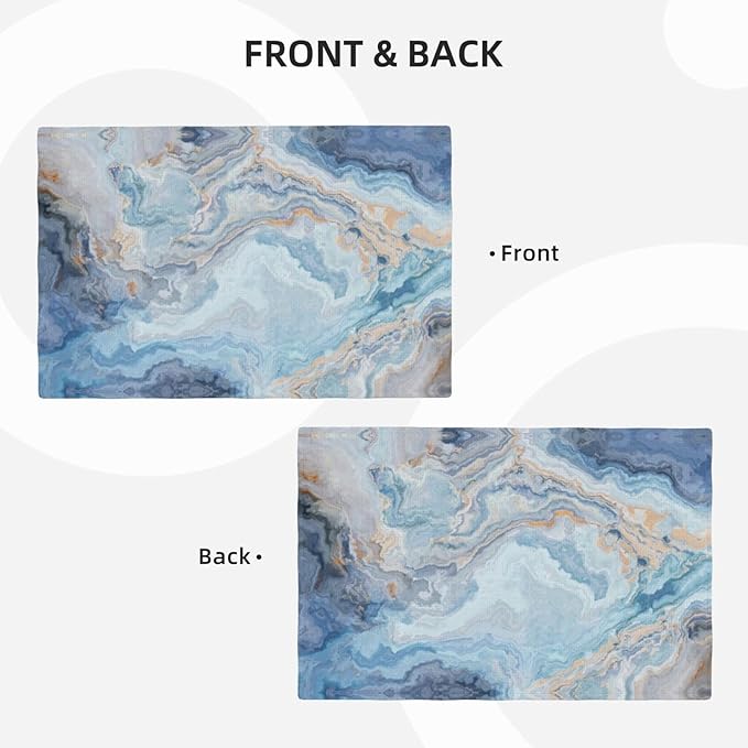 Placemats 4 pcs Marble Double-Layer Imitation Linen Place Mats Non-Slip Heat-Resistant Tablemats for Home Restaurant Hotel 18×12 Inch