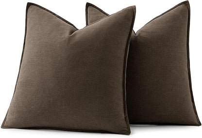 MIULEE Decorative Linen Pillow Covers 20x20 Inch Dark Coffee Boho Farmhouse Neutral Winter Couch Throw Pillows for Bed Pack of 2 Accent Modern Pillowcase Sofa Livingroom Home Decor