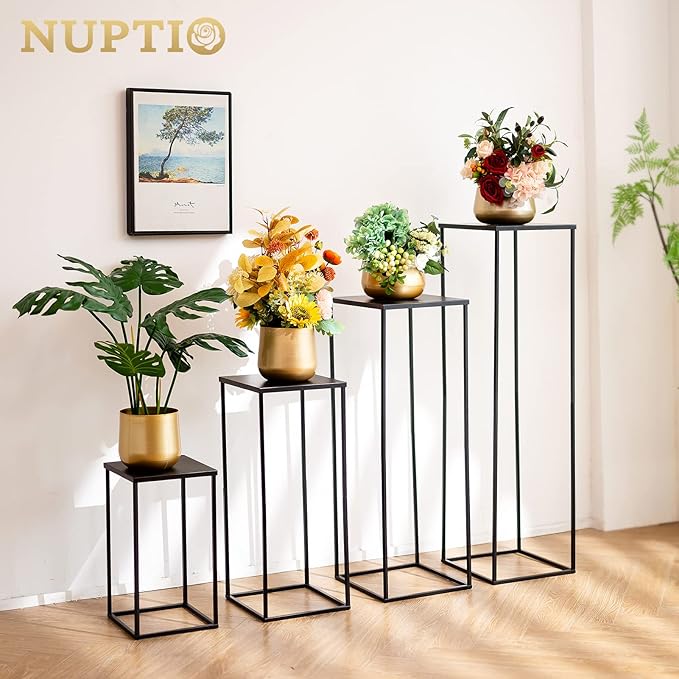 Nuptio Black Vase for Wedding Centerpieces - 2 Pcs 31.5 inch Tall Vases for Wedding Tables Home Party Decorations