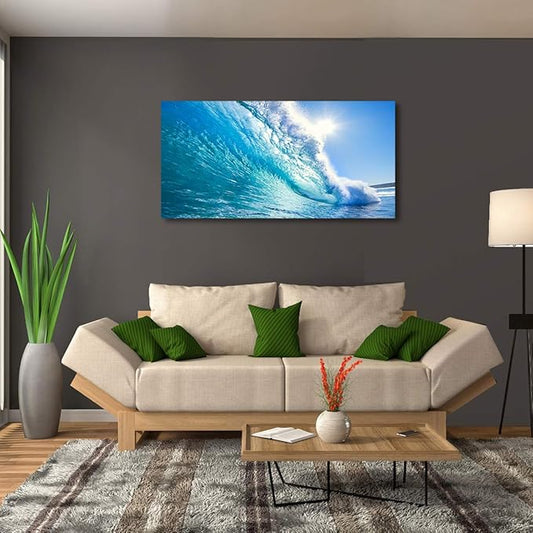 Canvas Prints Wall Art Blue Ocean Wave Surfing Sea Picture Paintings on Canvas Modern Canvas Art For Home Room Office Wall Decorations