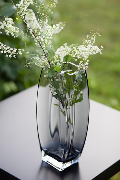 Glass - Vase - Gray - Smoky Black - Grey - 12.6" Height - Heavy Durable - Made in Europe - by Barski