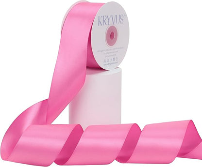 Hot Pink Satin Ribbon, Double Faced 2 Inch X 25 Yards Hot Pink Ribbon, Premium Satin Ribbon for Gift Wrapping, Crafts, Hair Bow Making, Sewing, Flower Bouquet, Wedding Party Decor