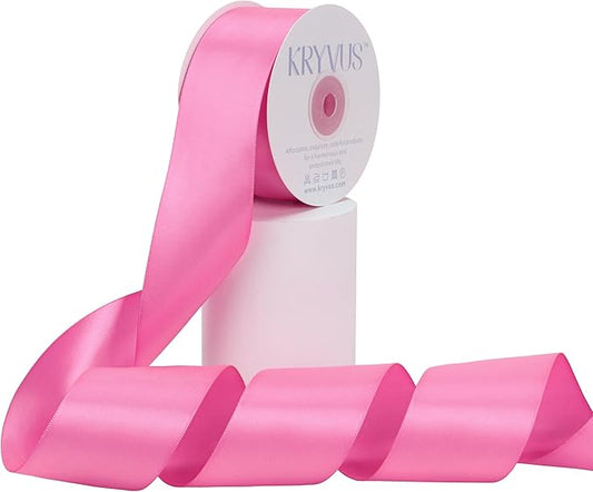 Hot Pink Satin Ribbon, Double Faced 2 Inch X 25 Yards Hot Pink Ribbon, Premium Satin Ribbon for Gift Wrapping, Crafts, Hair Bow Making, Sewing, Flower Bouquet, Wedding Party Decor