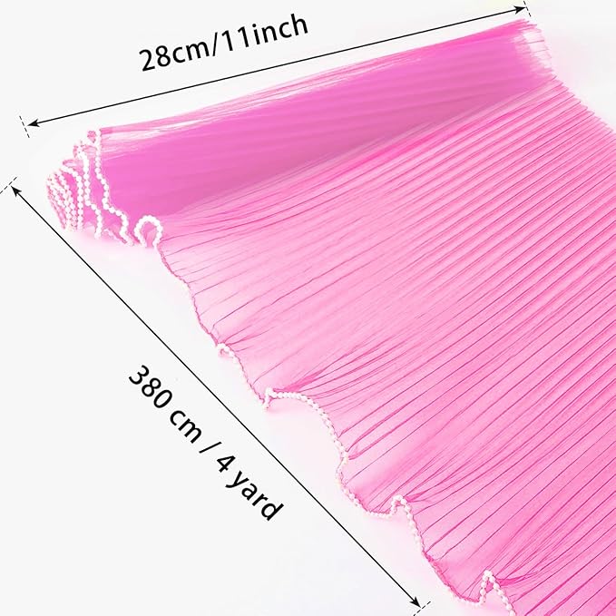 Cftone 4 Yards Pearl Edge Flower Wrapping Mesh Paper with 3/5 inch Organza Ribbon 50 Yard Gift Wrap Ribbon, Bouquet Transparent Mesh Wrapping Paper for Mother's Day Valentine's Day Wedding Graduation Birthday Gift (Pink with 50 Yard Pink Ribbon)