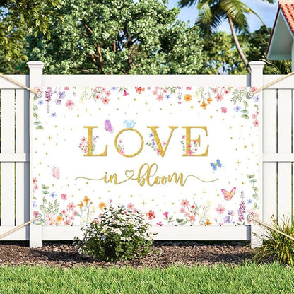 8x6ft Love in Bloom Bridal Shower Decorations Backdrop Wildflower Wedding Shower Background Lower Floral Engagement Wedding Bachelorette Party Decor Supplies Photo Booth Props
