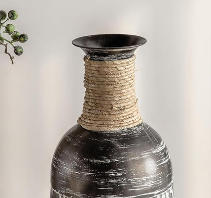 Decorative Rustic Iron Vase,23 inches 28 inches 30 inches Tall Large Metal Floor Vase,Farmhouse Vintage Floweral Vase for Living Room Home Decoration (Blue 4)