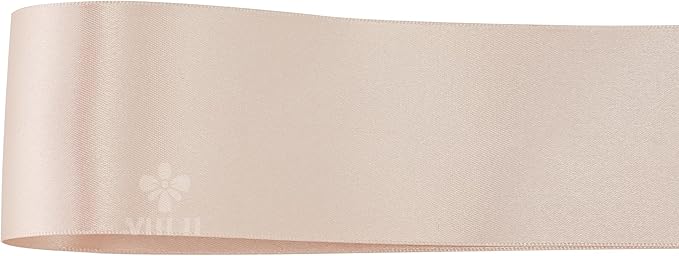 MEEDEE Vanilla Satin Ribbon 2 Inch Vanilla Ribbon Lux Double Faced Ribbons by 25 Yards Silk Ribbons for Gift Wrapping, Satin Weddings, Flower Bouquet, Holiday Decorating