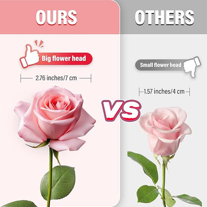 20PCS Artificial Roses with Long Stems - Realistic Silk Flowers, Fake Roses Real Touch Bouquet Roses for Home Decor, Bridal Wedding Table Centerpieces, Faux Rose Flowers (Pink Purple)
