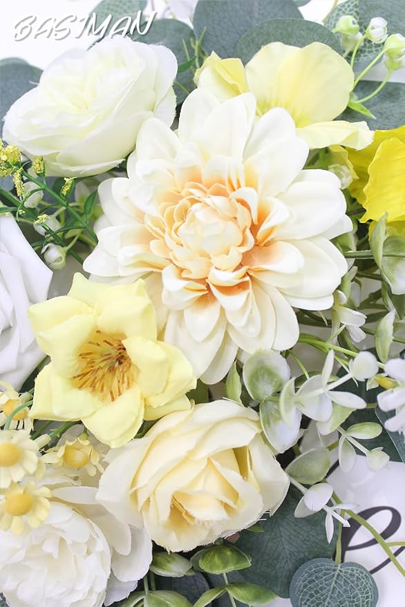 2pcs Wedding Arch Flowers,Wedding Welcome Sign,centerpieces for Tables,Reception Backdrop Table Decorations Welcome Sign (Yellow)