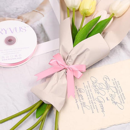 Pink Satin Ribbon, Double Faced 5/8 Inch X 25 Yards, Premium Satin Ribbon for Gift Wrapping, Crafts, Hair Bow Making, Sewing, Flower Bouquet, Wedding Party Decor