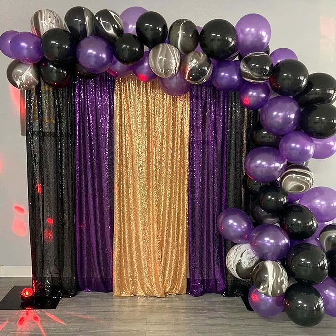 Purple Sequin Backdrop Curtains 4FTx8FT 2 Panels Purple Sequin Curtains for Parties Glitter Backdrop Photo Background for Wedding Baby Shower