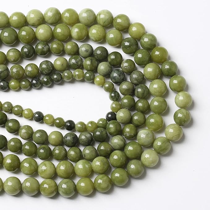 120PCS 6MM Natural Stone Chinese Green Jade Loose Beads for Jewelry Making DIY Bracelet Necklace