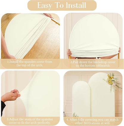 Ivory Arch Backdrop Cover Set of 2 Arch Cover 7.2 and 6ft Wedding Arch Cover Stretchy Backdrop Bridal Baby Shower Birthday Party Ivory Arch Covers Spandex