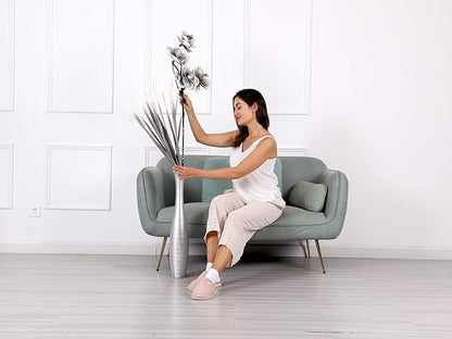 Leewadee Decorative Tall Floor Vase for Living Room Decor, 26 inches, Silver, Resin