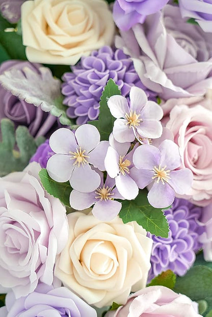 ponatia Purple Wedding Arch Flowers Kit (Pack of 3) with 26Ft White Arch Draping Fabric, Wedding Flowers Garlands Floral Arrangement Swag for Ceremony and Reception Wedding Decoration (Dusty Lilac)