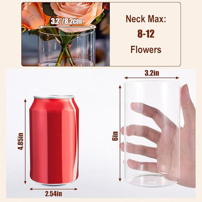 6 Inch Glass Cylinder Vases for Centerpieces | 12Pcs Clear Small Flower Vase for Wedding Decorations, Floating Candle Vases in Bulk, Hurricane Candle Holders for Table, Home Décor