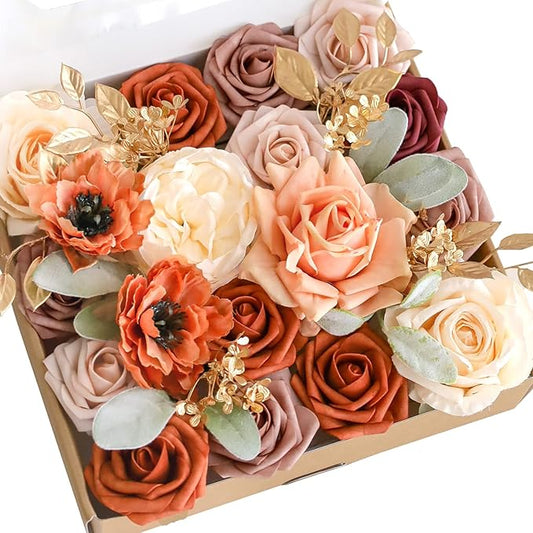 Lookein Artificial Flowers for DIY Wedding Decoration Bridal Bouquet Table Centerpieces Flower Garland Flower Arrangement, Exquisite Terracotta