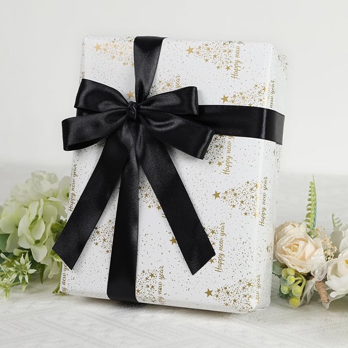 Black Ribbon 1 Inch 60 Yards, Versatile Black Satin Ribbon for Flower Bouquet, Graduation Lei, Crafts, Gift Wrapping, Baby Shower, Halloween and Wedding Decorations