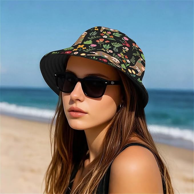 Bucket Hat for Women Men Unisex Sun Cap Packable Outdoor Fisherman Hat Headwear,Reversible Double-Side-Wear