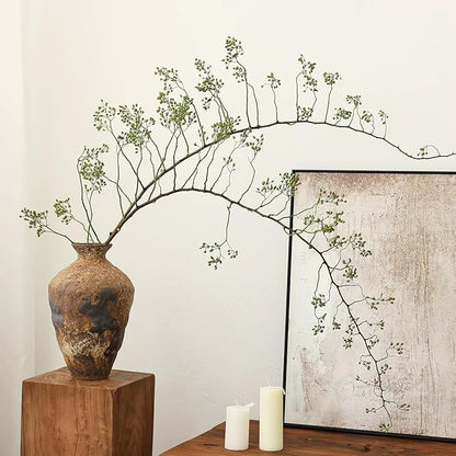 Vintage Rustic Ceramic Vase, 9.8" Tall Textured Pottery Flower Vase for Home Decor, Handmade Terracotta Wabi Sabi Decorative Vase for Living Room, Bedroom, Bathroom Centerpiece