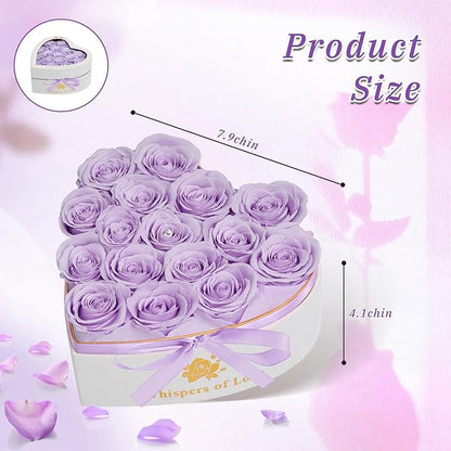 Luxury Preserved Roses – Forever Real Roses Flowers for Delivery in a White Box, Preserved Flowers Birthday Gifts for Women Mom Wife, Ideal for Anniversary (Purple 16 Roses, 16 Roses)