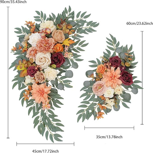 Arch Flowers with Drapes Kit (Pack of 3) for Wedding Ceremony Arbor and Reception Backdrop Decoration Wedding Welcome Signs Floral Birthday Party Decoration