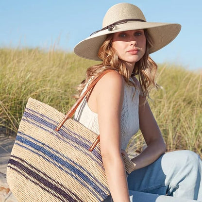 DRESHOW Beach Hats for Women Big Straw Wide Brim Summer Hat Floppy Foldable Roll up Cap Sun Hat UPF 50+