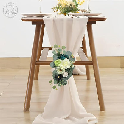 Artificial Wedding Arch Flowers for Wedding Sign,Set of 2 for Wedding Welcome Ceremony Sign,Faux Floral Swags,Wedding, Banquet and Reception Backdrop Floral Decoration (Dark Green)