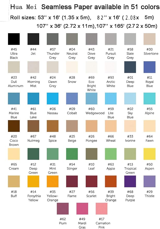Huamei Seamless Photography Background Paper, Photo Backdrop Paper 107-Inches Wide x 36-Feet (Snow White)