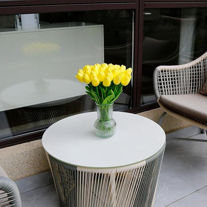 36 PCS Yellow Tulips Artificial Flowers 13" PU Fake Flowers for Wedding Home Decor (Yellow)
