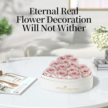 Flower, Forever Roses in A Box, Fresh Flowers, Birthday Gifts for Her, Women, Mom, Girlfriend, Wife, Grandma,Cream Forever Roses