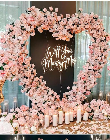 7FT Heart Shaped Metal Arch Frame, Wedding Arch Stand for Ceremony, Large Double Tube Balloon Arch for Wedding Backdrop (White)