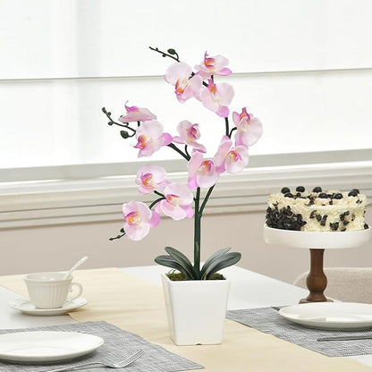 15" Tall Artificial Silk Phalaenopsis Orchid Flower Plant Pot Arrangements (Pink Shades)