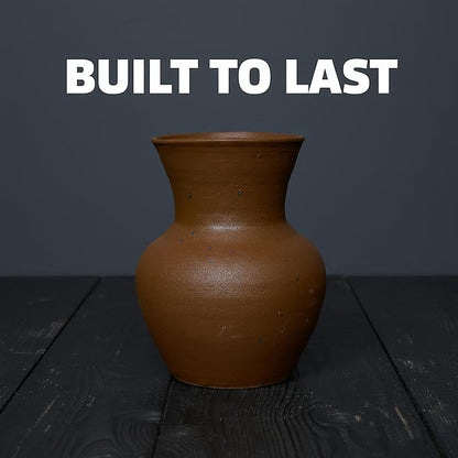 6.3IN Rustic Farmhouse Ceramic Vase Home Decor,Handmade Vintage Stoneware Clay Pottery Terracotta Textured for Modern Farmhouse, Living Room, Office Desk Table Shelf(Dark Brown)
