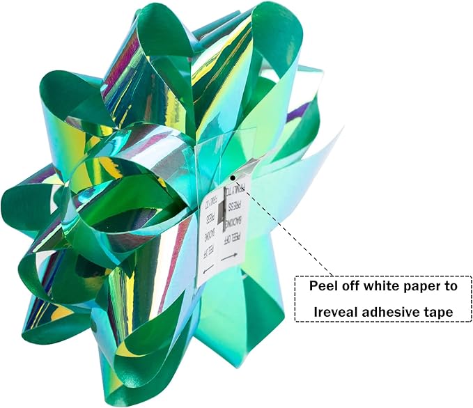 WRAPAHOLIC 14 Pcs Gift Bows Assortment - 12 Multi Colored Assorted Size Gift Bows (Silver, Green, White, Pink, Blue) and 2 Crimped Curling Ribbons, Perfect for Christmas, Holiday, Party