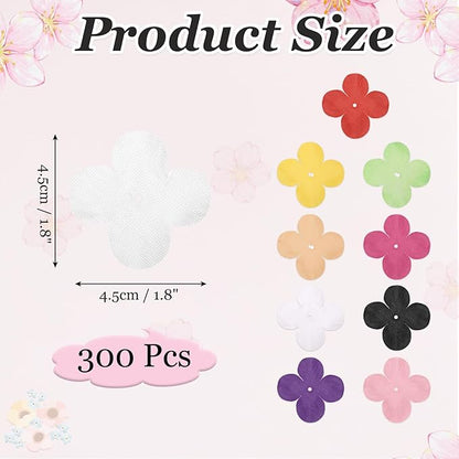 PATIKIL 1.8 Inch (4.5cm) Flowers Patch, 300Pcs Artificial Flowers Handmade Patches Silk Cloth Applique for Scrapbooking Wedding DIY Craft Supplies Card, White