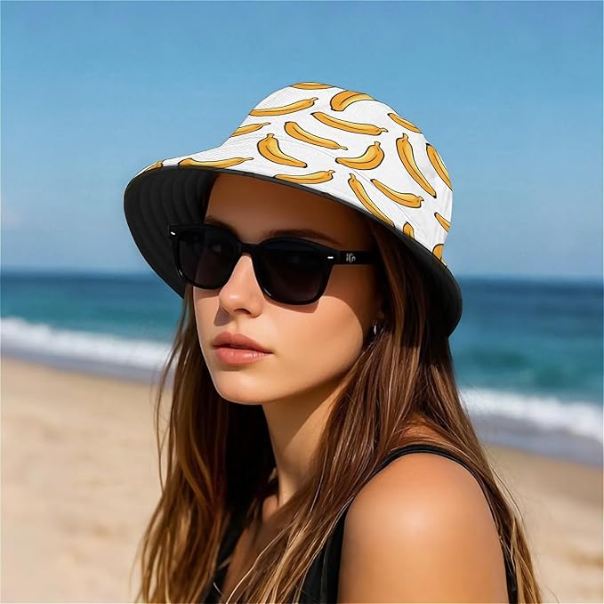 Bucket Hat for Women Men Unisex Sun Cap Packable Outdoor Fisherman Hat Headwear,Reversible Double-Side-Wear