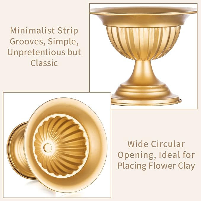 Sziqiqi Gold Metal Urn Vases for Flower - 10 Pcs Vintage Small Vase for Wedding Decorations Mini Flower Arrangements Table Vase Plant Pot for Weddings Party Centerpieces Decoration Bulk